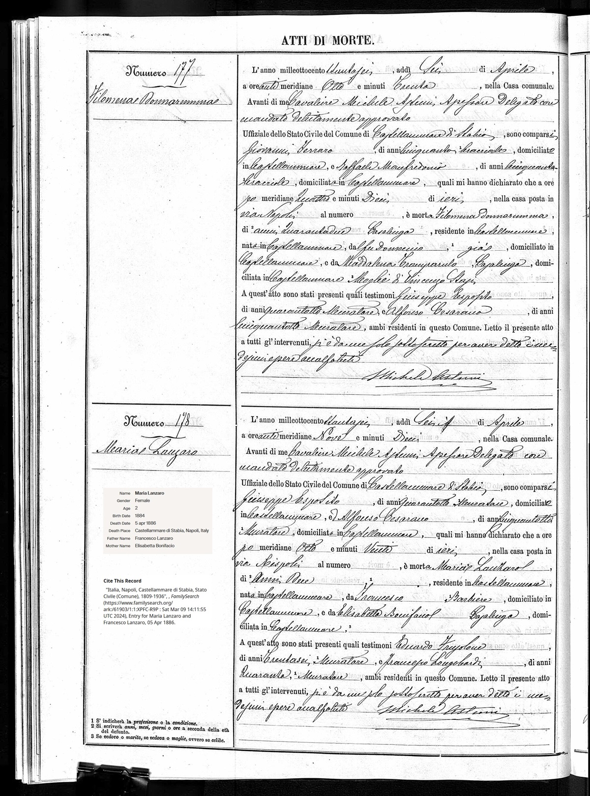 Maria Lanzaro Death Record