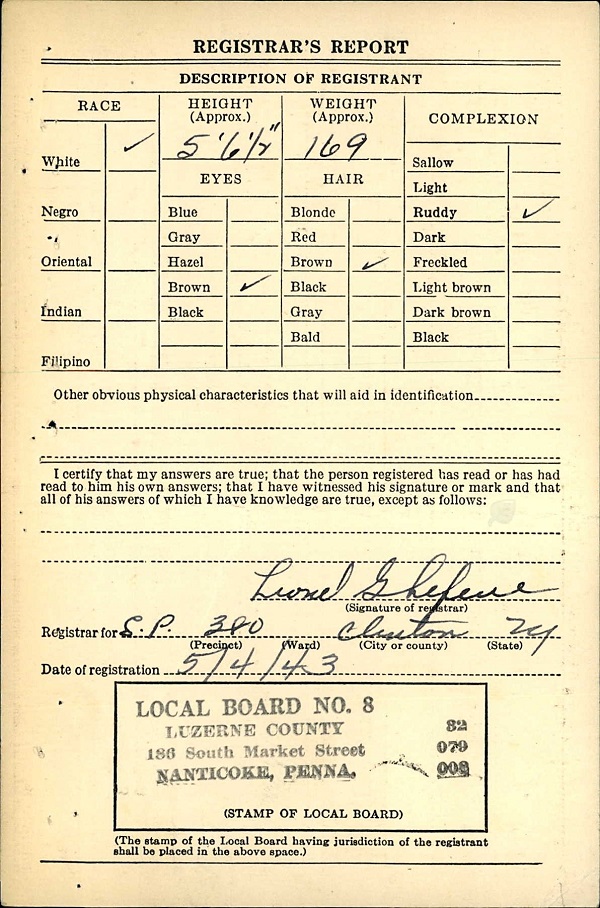 Michael A. Augenti World War II Draft Registration