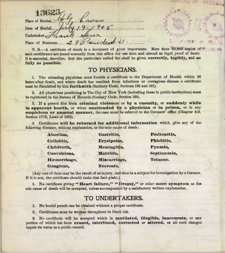 Carmela Grosetto Death Certificate