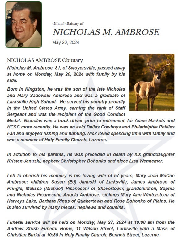 Nicholas M. Ambrose Obituary