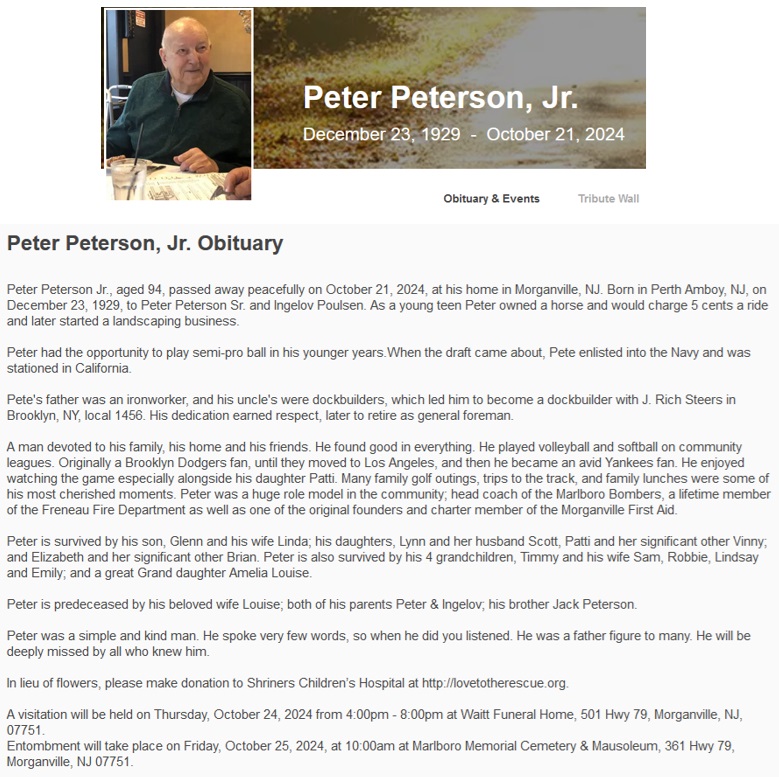 Peter H. Peterson Jr. Obituary