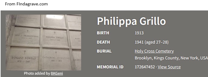 Philippa Grillo Cemetery Record