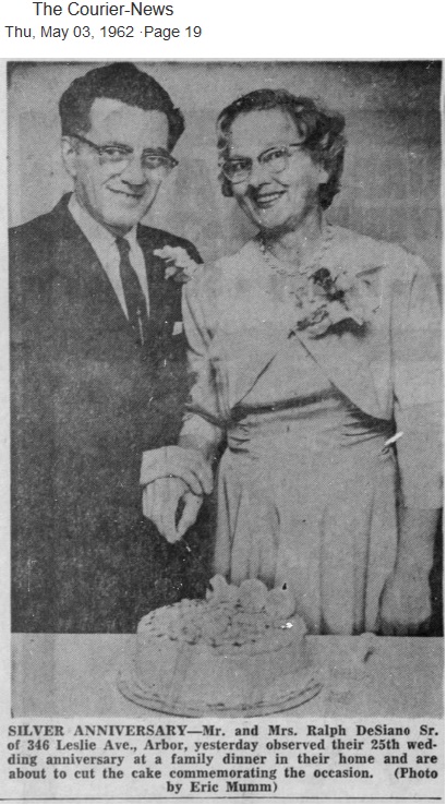 Ralph Desiano and Josephine Tomaka Anniversary 1962