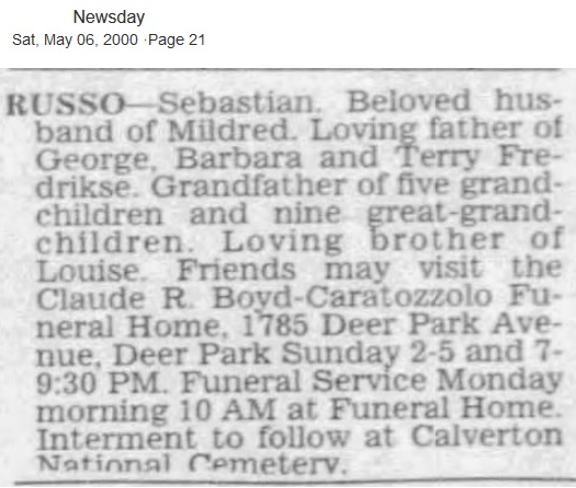 Sebastian Russo Obituary